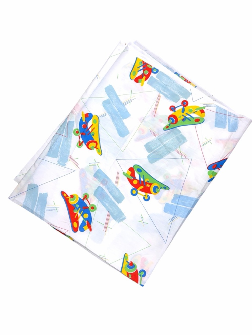 Vintage Kids Airplane Print Fabric in White with Multicolor Planes -‎ 2 yards